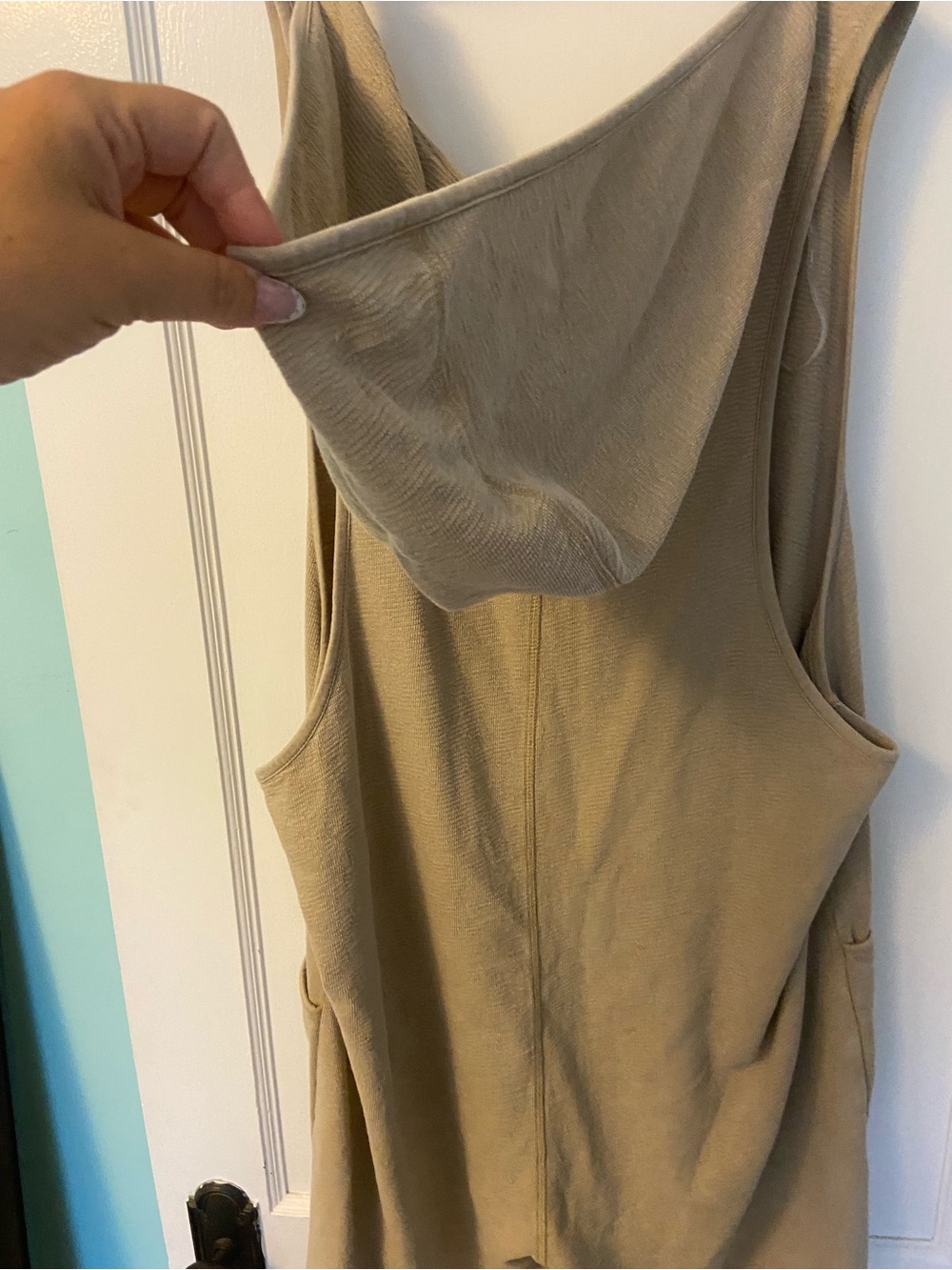 Lauriebelles Boutique Mono B Khaki Tank Romper with Front Pockets - Picture 2 of 3